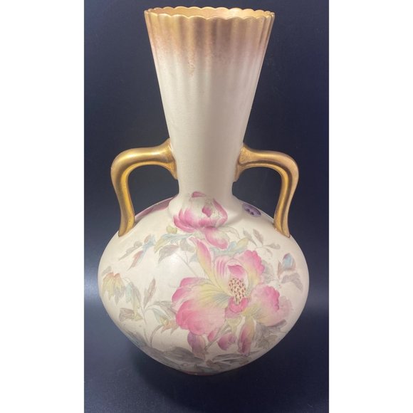Vintage Early Adderley Two Handled Floral Vase Gold Gilt Made In England - Picture 1 of 8
